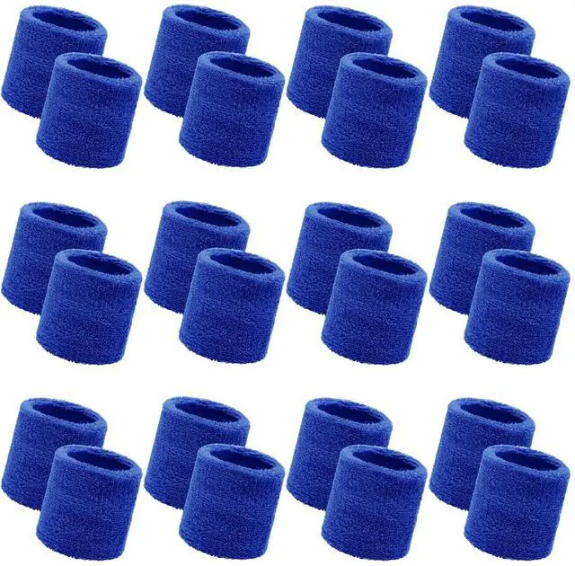 Main image of 24 Pcs Dark Blue Kids Sweat Wristbands, 2.36 Inch Sports Wrist Sweatbands, Bulk Athletic Basketball Wrist Bands for Youth Boys Girls, Back to School Gifts & End of Year Student Supplies