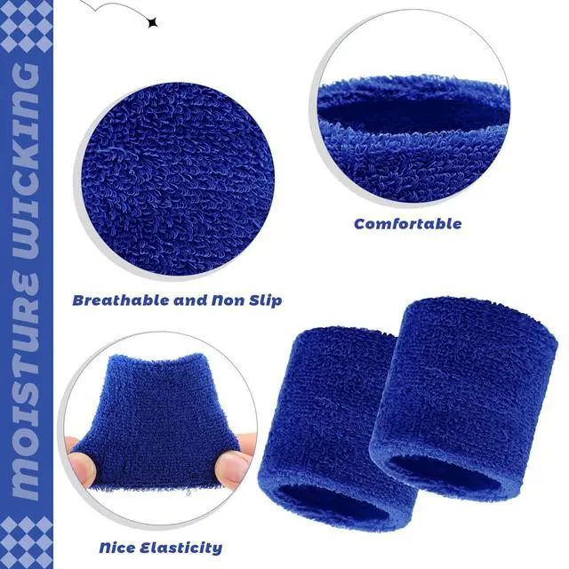 Alt view image 2 of 7 - 24 Pcs Dark Blue Kids Sweat Wristbands, 2.36 Inch Sports Wrist Sweatbands, Bulk Athletic Basketball Wrist Bands for Youth Boys Girls, Back to School Gifts & End of Year Student Supplies