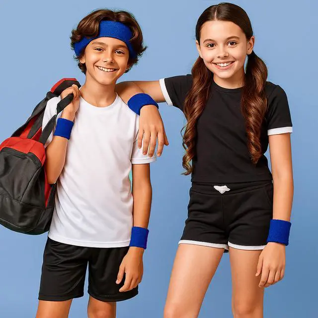 Alt view image 3 of 7 - 24 Pcs Dark Blue Kids Sweat Wristbands, 2.36 Inch Sports Wrist Sweatbands, Bulk Athletic Basketball Wrist Bands for Youth Boys Girls, Back to School Gifts & End of Year Student Supplies