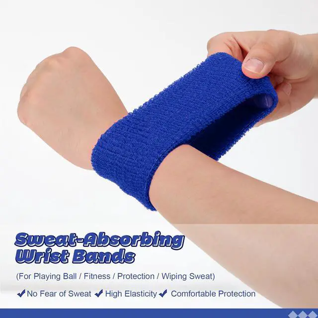 Alt view image 7 of 7 - 24 Pcs Dark Blue Kids Sweat Wristbands, 2.36 Inch Sports Wrist Sweatbands, Bulk Athletic Basketball Wrist Bands for Youth Boys Girls, Back to School Gifts & End of Year Student Supplies
