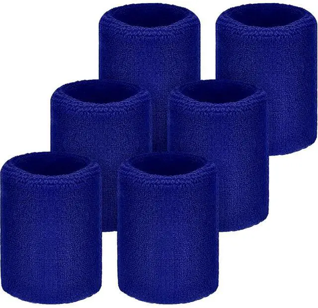 Main image of 6 Pcs Wrist Sweatbands Sports Tennis Wristbands for Competitions Absorbent Sweatbands for Basketball Tennis Football Running Working(Blue)