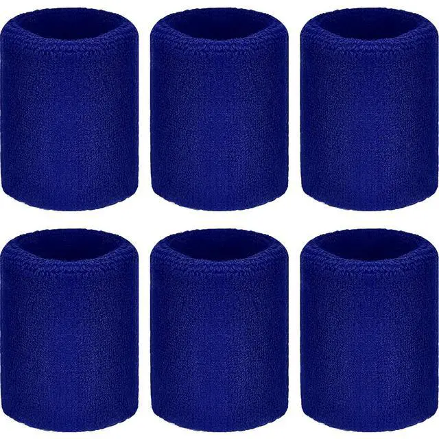 Alt view image 7 of 7 - 6 Pcs Wrist Sweatbands Sports Tennis Wristbands for Competitions Absorbent Sweatbands for Basketball Tennis Football Running Working(Blue)
