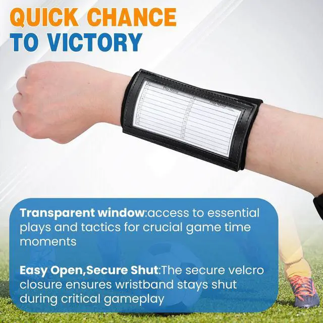 Alt view image 5 of 7 - Youth Football Wristbands for Plays, Football Arm Bands for Signs | Cotton Baseball Wrist Bands with 3 PVC Compartments, 8/12/16 Pack