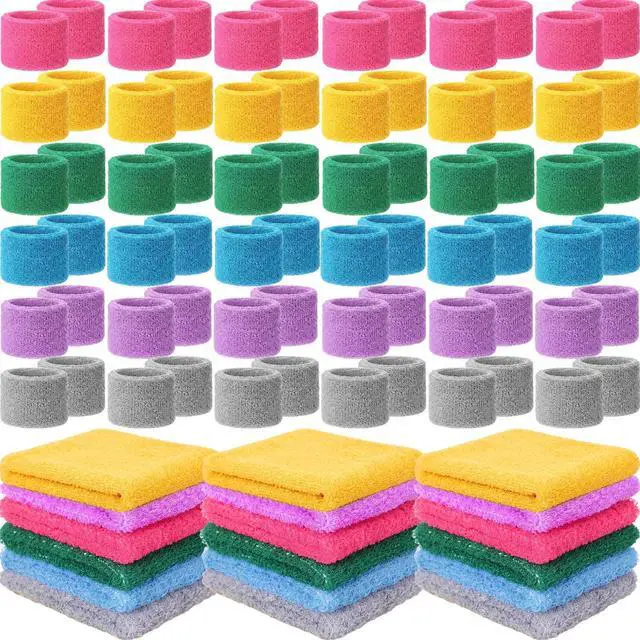 Main image of 72 Pcs Wrist Sweatbands Bulk, Multicolor | for Kids Adult Teams, Sweat Bands Sports, Wristband Athletic, Neon Sweatbands for Basketball Tennis, Running Gym Party Gifts