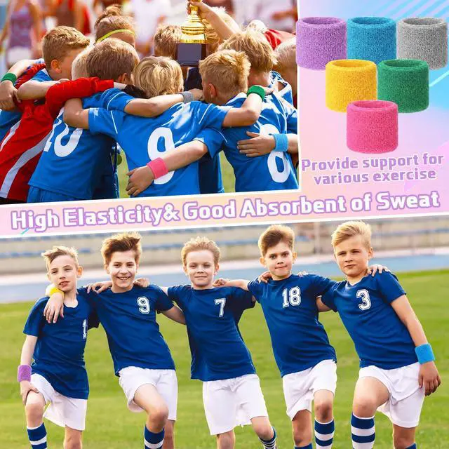 Alt view image 4 of 6 - 72 Pcs Wrist Sweatbands Bulk, Multicolor | for Kids Adult Teams, Sweat Bands Sports, Wristband Athletic, Neon Sweatbands for Basketball Tennis, Running Gym Party Gifts