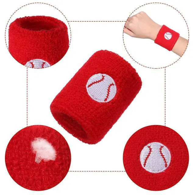 Alt view image 5 of 7 - 24 Pieces Sports Wristbands for Kids, Colorful Wrist Sweatbands Terry Cloth Wristbands with Soccer Basketball Football Baseball Design for Sports Party Birthday Party Favors, 6 Colors (Sport Color)