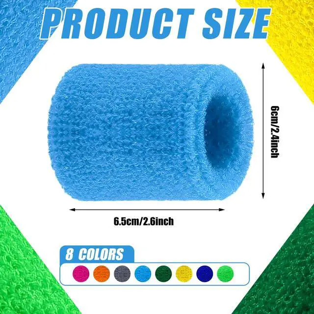Alt view image 2 of 6 - 16 Pack Sweatbands Bulk Sports Wristbands Neon 80s Sweat Band Athletic Wrist Bands Baseball Basketball Football Tennis Party Favors for Outdoor Activity (Cute Colors)