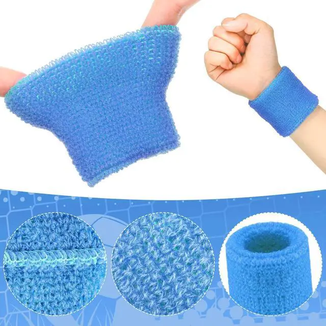 Alt view image 3 of 6 - 16 Pack Sweatbands Bulk Sports Wristbands Neon 80s Sweat Band Athletic Wrist Bands Baseball Basketball Football Tennis Party Favors for Outdoor Activity (Cute Colors)