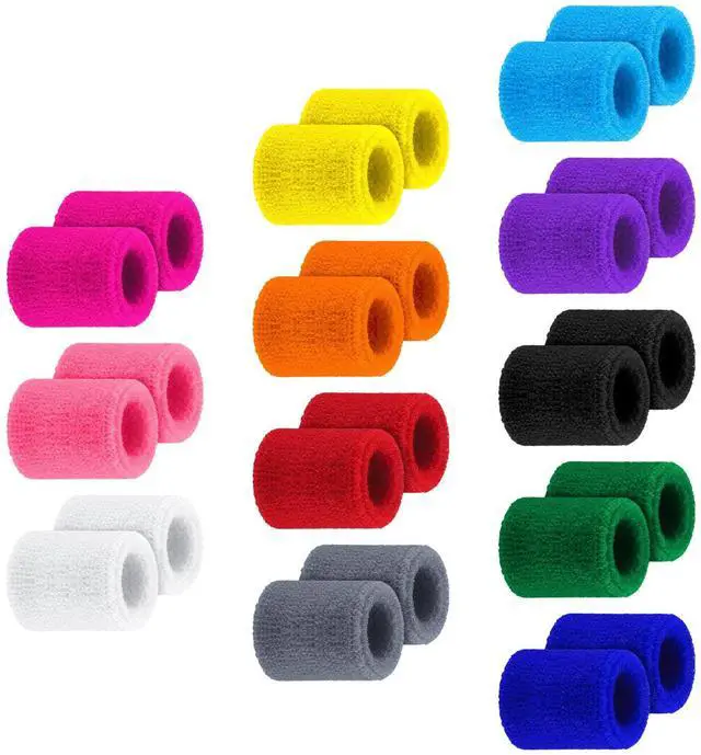Main image of Kids Wristbands Sweatbands Colorful Sports Wrist Sweat Bands Athletic Basketball Football Party Favors for Kids Outdoor Activity(12 Pairs)