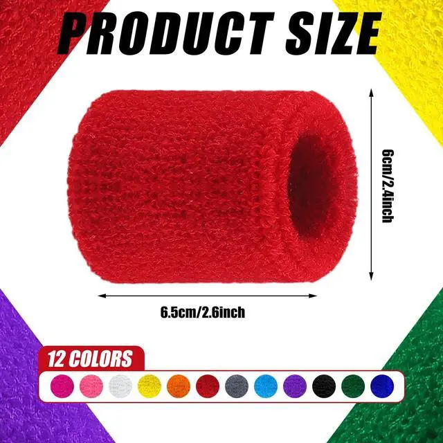 Alt view image 2 of 7 - Kids Wristbands Sweatbands Colorful Sports Wrist Sweat Bands Athletic Basketball Football Party Favors for Kids Outdoor Activity(12 Pairs)