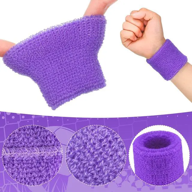 Alt view image 3 of 7 - Kids Wristbands Sweatbands Colorful Sports Wrist Sweat Bands Athletic Basketball Football Party Favors for Kids Outdoor Activity(12 Pairs)
