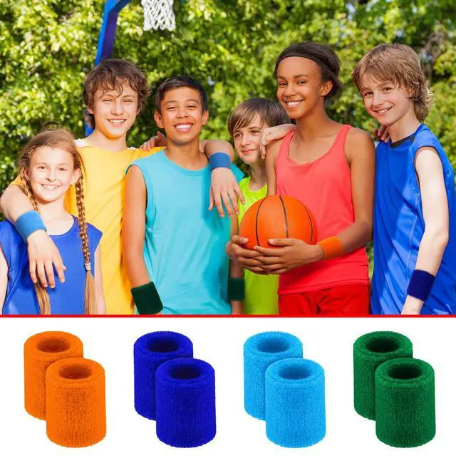 Alt view image 5 of 7 - Kids Wristbands Sweatbands Colorful Sports Wrist Sweat Bands Athletic Basketball Football Party Favors for Kids Outdoor Activity(12 Pairs)