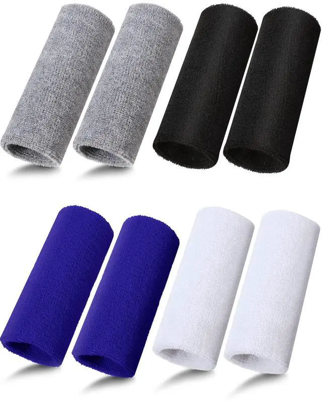 Main image of 8 Pieces 6 Inch Wrist Sweatband Sports Wristbands | Tennis Elastic Athletic Wristband for Men Women, Wide Wrist Protection Band, Long Size for Basketball Running