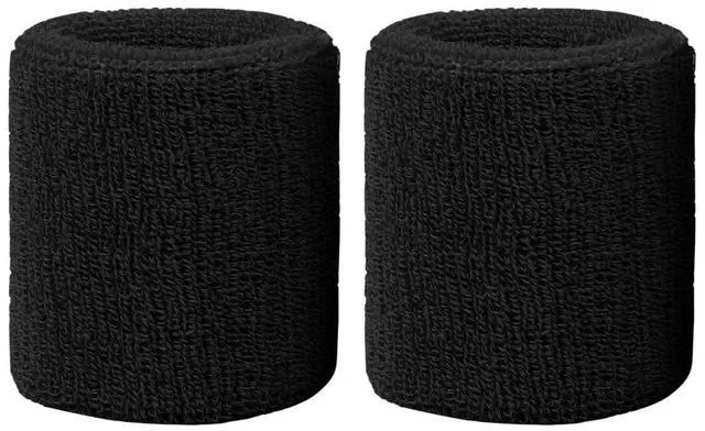 Main image of Sweatbands Sports Wristbands for Kids and Women - 3 inch Elastic Athletic Wrist Bands for Tennis, Basketball, Running, Working Out (Black)