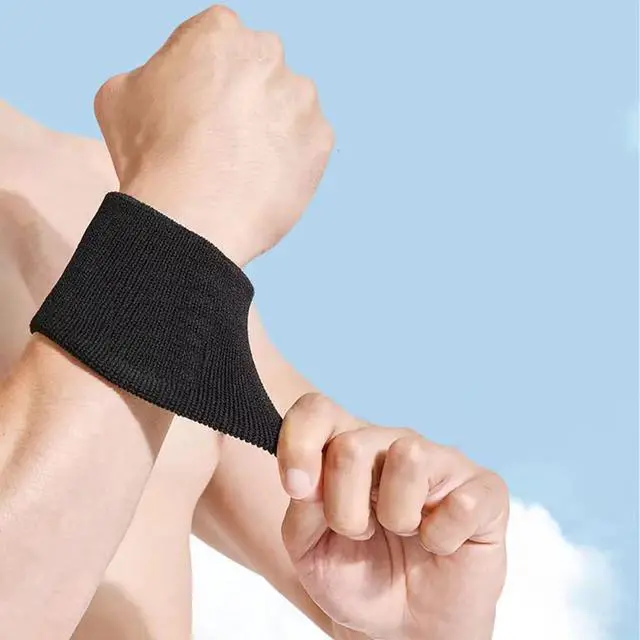 Alt view image 2 of 5 - Sweatbands Sports Wristbands for Kids and Women - 3 inch Elastic Athletic Wrist Bands for Tennis, Basketball, Running, Working Out (Black)