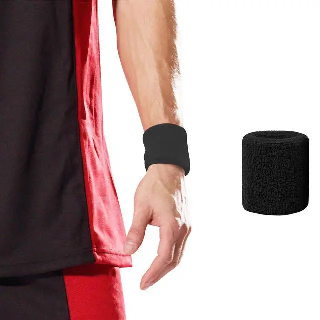 Alt view image 4 of 5 - Sweatbands Sports Wristbands for Kids and Women - 3 inch Elastic Athletic Wrist Bands for Tennis, Basketball, Running, Working Out (Black)
