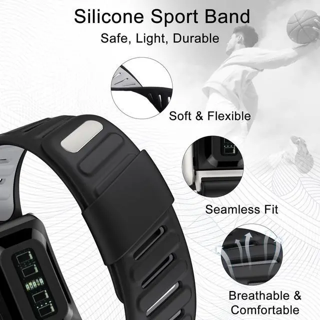 Alt view image 2 of 7 - Silicone Sport Band Compatible with Whoop 5.0 Band Strap Men Women, Breathable Sport Adjustable Waterproof Replacement Wristbands Straps for Whoop 5.0 Silicone Bands