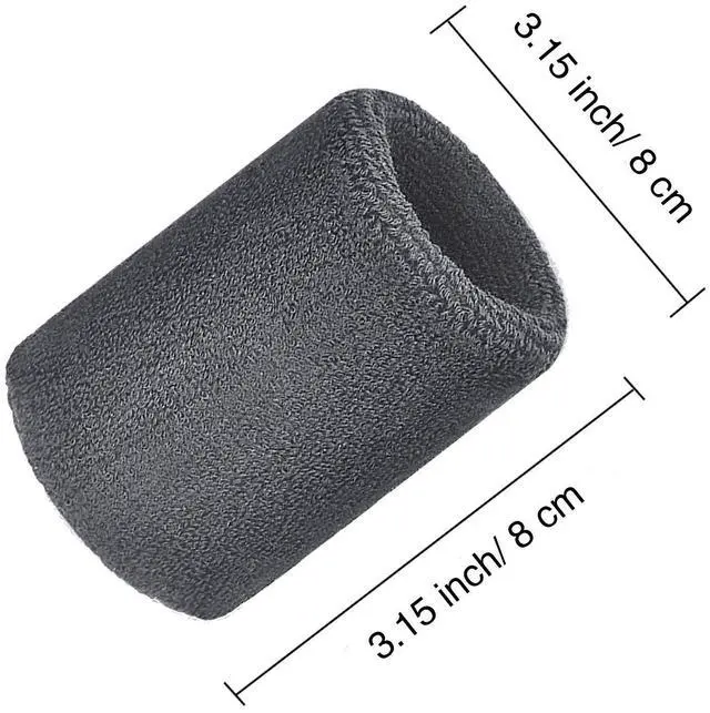 Alt view image 3 of 6 - Sweat Band Wrist Tennis Wristband for Women Men Athletic Wrist Sweatbands Thick Cotton Cloth 80s Wristband for Basketball Tennis Football Running and Work(Black, White, Gray)