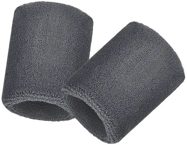 Alt view image 6 of 6 - Sweat Band Wrist Tennis Wristband for Women Men Athletic Wrist Sweatbands Thick Cotton Cloth 80s Wristband for Basketball Tennis Football Running and Work(Black, White, Gray)