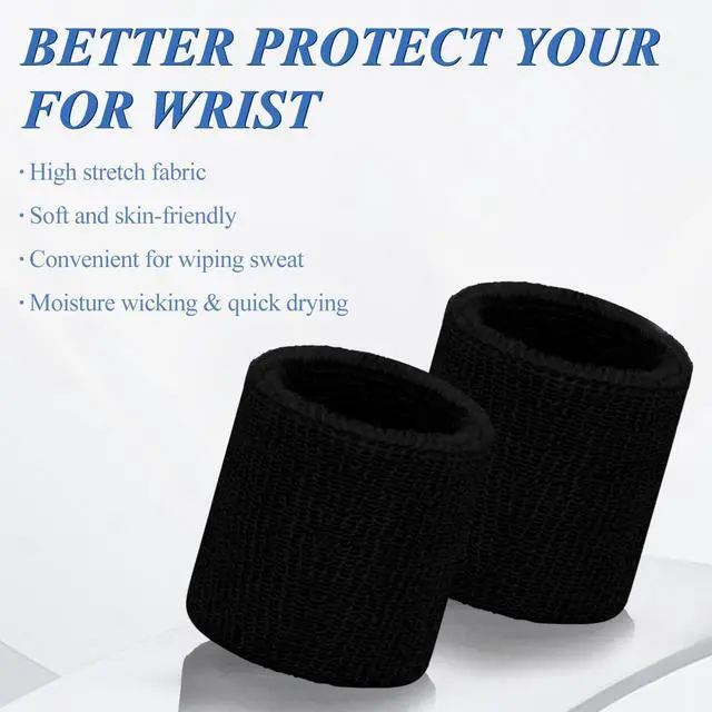 Alt view image 2 of 7 - 6 Pack Sweatbands Sports Wristband Breathable Wrist Band | Men Women Absorbent Sweat Band for Tennis, Basketball, Running, Gym, Working Out