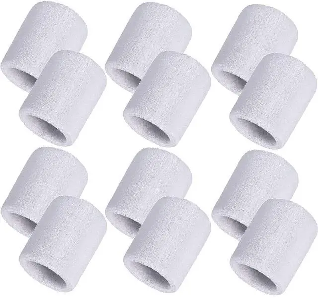 Main image of 12 Pcs Wristbands Sweatband for Women Men, Neon 80s Sport Wrist Bands for Baseball Basketball Football Tennis Soccer Team Gymnastics Spirit Absorbent Sweatbands(3.15 Inch,White)