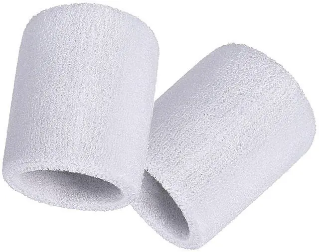 Alt view image 2 of 7 - 12 Pcs Wristbands Sweatband for Women Men, Neon 80s Sport Wrist Bands for Baseball Basketball Football Tennis Soccer Team Gymnastics Spirit Absorbent Sweatbands(3.15 Inch,White)