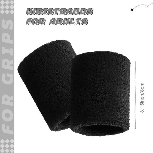 Alt view image 4 of 7 - 24 Pcs Wrist Sweatbands Bulk for Men Sports Wrist Bands, Black | Absorbent Athletic Tennis Wristbands, Stretchy Breathable Cotton Terry for Adults Women Basketball Baseball Gym Working out