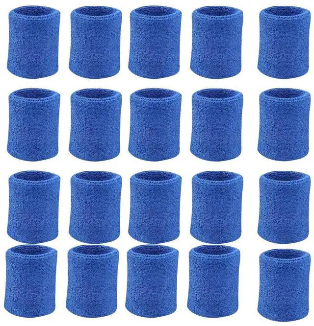 Main image of 10 Pairs Sports Wristbands, Wrist Sweatbands for Men & Women, Stretchy & Sweat Absorbing Cotton Terry,Perfect for Basketball, Football, Tennis, Soccer, Running & Working Out Blue