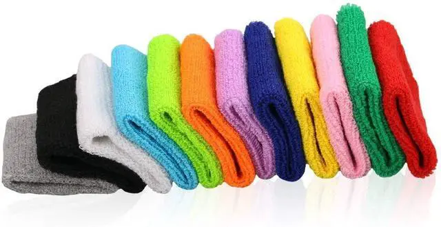 Alt view image 2 of 5 - 8 Pairs Colorful Wrist Sweatbands Athletic Cotton Terry Cloth Wristbands for Gym Sports (16Pack,8 Colors)