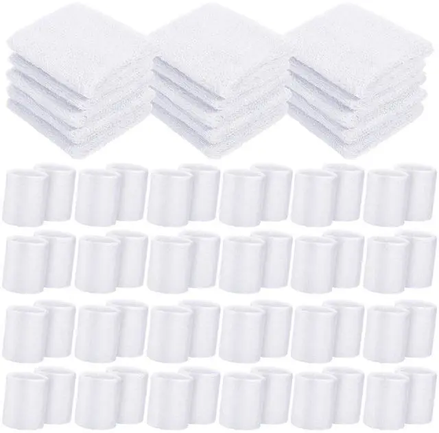 Main image of 24 Pairs Wrist Sweatbands Sports Wristband Cotton Tennis Wrist Bands Athletic Wristband Anti Sprain Protective Sleeve for Men Women Football Basketball Running Working Out Gym (White)