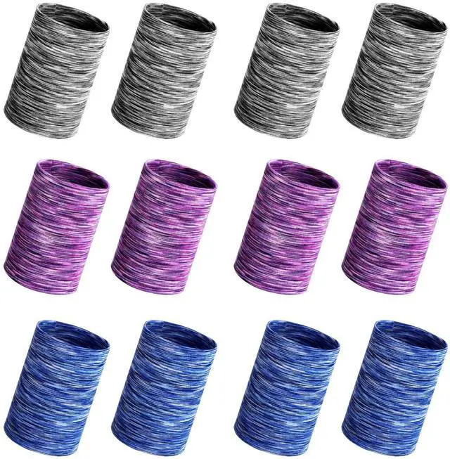 Main image of 12 Pcs Cooling Sweat Wristband, Vintage Blue, Black, Purple Style | Breathable Quick Dry for Women Men, Tennis Yoga Running Gym, Heat-Removing Compression Sweatband, Athletic Elastic Fit