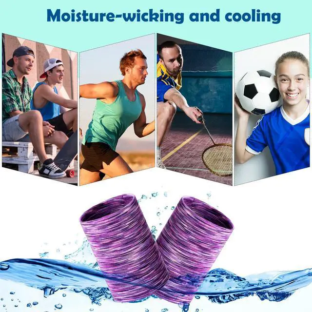 Alt view image 3 of 6 - 12 Pcs Cooling Sweat Wristband, Vintage Blue, Black, Purple Style | Breathable Quick Dry for Women Men, Tennis Yoga Running Gym, Heat-Removing Compression Sweatband, Athletic Elastic Fit