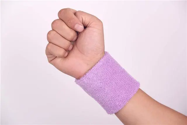Alt view image 5 of 6 - 12 Pairs (24 PCS) Colorful Sports Wristbands Cotton Sweatband Wristbands Wrist Sweatbands Wrist Sweat Bands for for Men and Women, Good for Tennis, Basketball, Running, Gym, Working Out