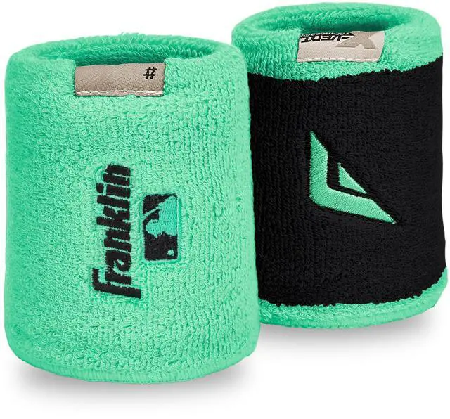 Main image of X-Vent Baseball + Softball Wristbands - Mint + Black | Reversible Home + Away Design, Sweat-Wicking Comfort, Customizable ID Tag, Includes Matching Pair, For Youth + Adult Players