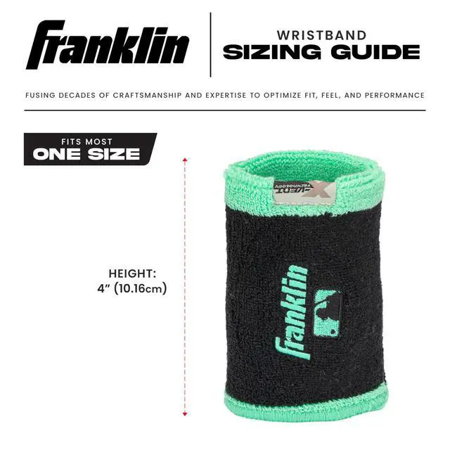 Alt view image 7 of 7 - X-Vent Baseball + Softball Wristbands - Mint + Black | Reversible Home + Away Design, Sweat-Wicking Comfort, Customizable ID Tag, Includes Matching Pair, For Youth + Adult Players