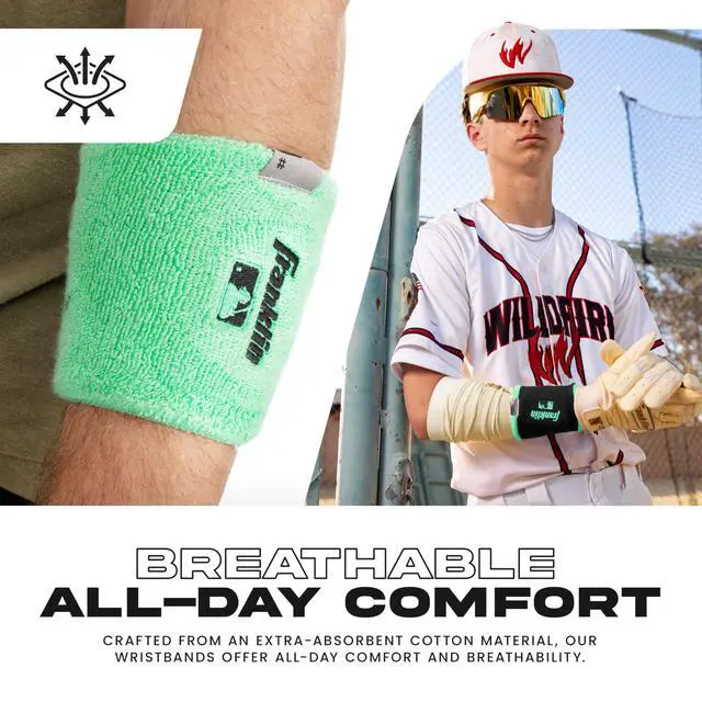 Alt view image 6 of 7 - X-Vent Baseball + Softball Wristbands - Mint + Black | Reversible Home + Away Design, Sweat-Wicking Comfort, Customizable ID Tag, Includes Matching Pair, For Youth + Adult Players