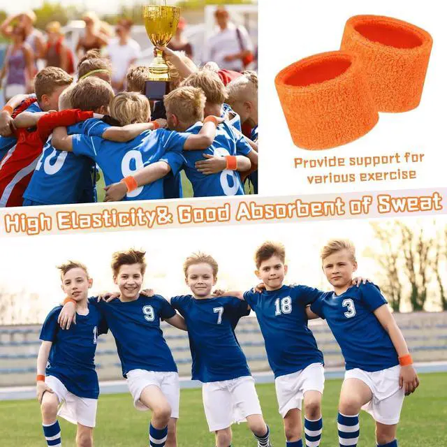 Alt view image 3 of 7 - 72 Pcs Wrist Sweatband Bulk for Kid, Orange