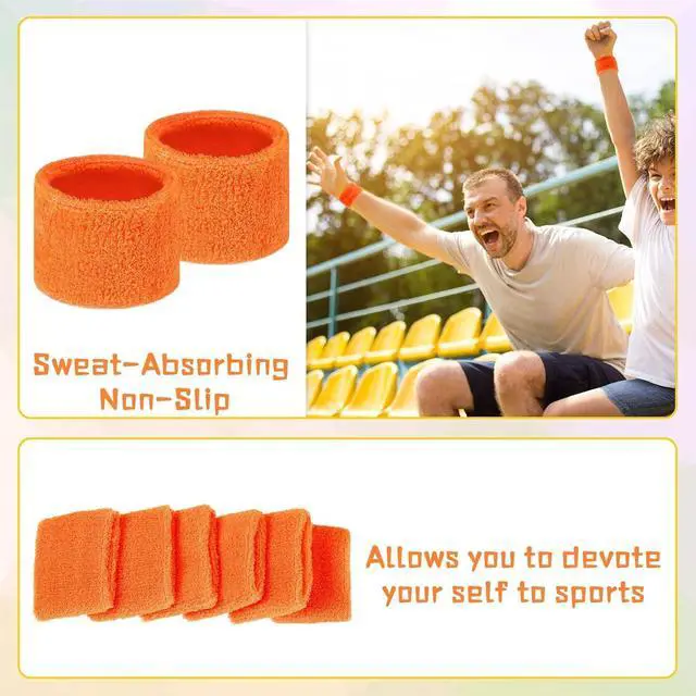 Alt view image 4 of 7 - 72 Pcs Wrist Sweatband Bulk for Kid, Orange