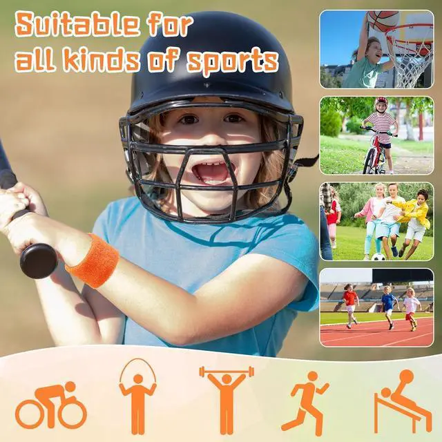 Alt view image 5 of 7 - 72 Pcs Wrist Sweatband Bulk for Kid, Orange