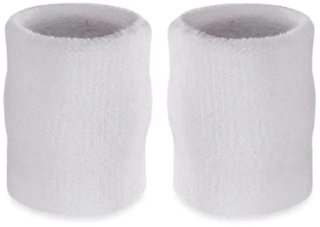 Main image of Arm Sweatbands, Absorbent and Breathable Thick Cotton Bands for Working Out, Gymnastics, Basketball, Tennis, and Football, Multiuse 4-inch Wristbands for Costumes and Cosplay, White