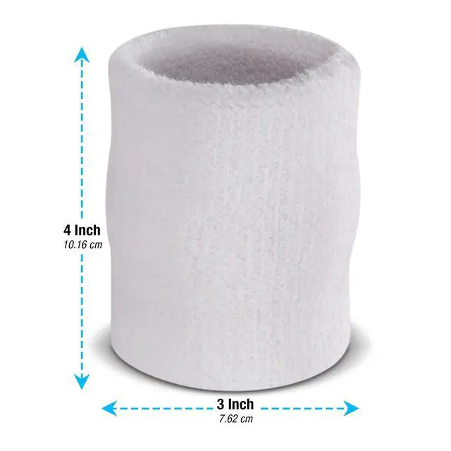 Alt view image 4 of 7 - Arm Sweatbands, Absorbent and Breathable Thick Cotton Bands for Working Out, Gymnastics, Basketball, Tennis, and Football, Multiuse 4-inch Wristbands for Costumes and Cosplay, White