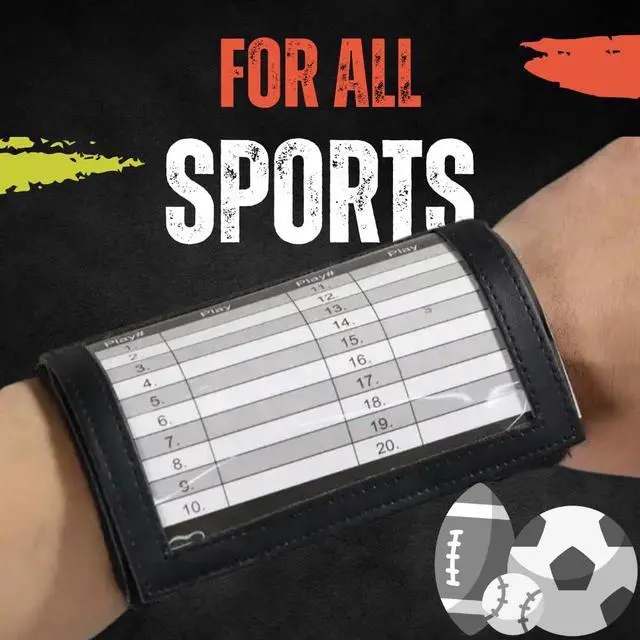 Alt view image 7 of 7 - QB Playbook Wristband - Black Football Quarterback Play Wristbands for Adults - 3 Compartments Play Sheet Wrist Coach for All Sports - Pack of 6, Adjustable