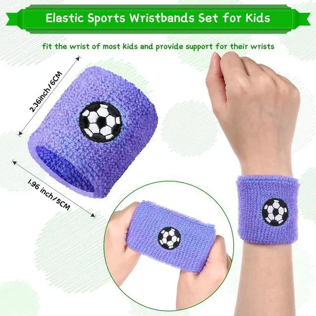 Alt view image 2 of 6 - 24 Pieces Kids Sweatbands, Children's Athletic Wristbands, Assorted Colors, Football Design, Sports Party Favors for Sports Birthday Party, 6 Colors