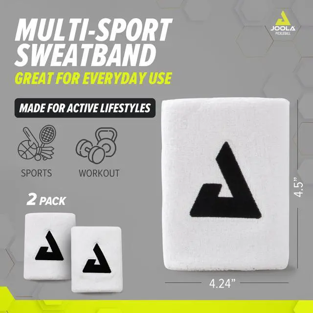 Alt view image 2 of 4 - Trinity Wristband 2 Pack White Wrist Bands with Moisture Wicking Performance Material 4 inch Elastic Sweatband for Wrists Table Tennis & Pickleball Accessory