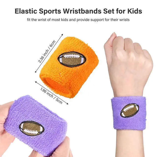 Alt view image 2 of 7 - 24 Pieces Kids Sports Wristbands 6 Colors Football Sports Party Favor Colorful Wrist Sweatbands Cloth Wristbands for Birthday Party Sports Party