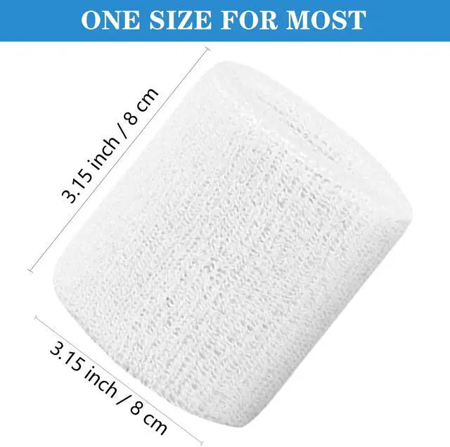 Alt view image 2 of 7 - 8 Pack Wrist Sweatbands Tennis Wrist Bands Absorbent Sweat Band for Men and Women, Breathable Cotton Sweatbands for Working Out, Football, Basketball, Running Athletic Sports -Black+White