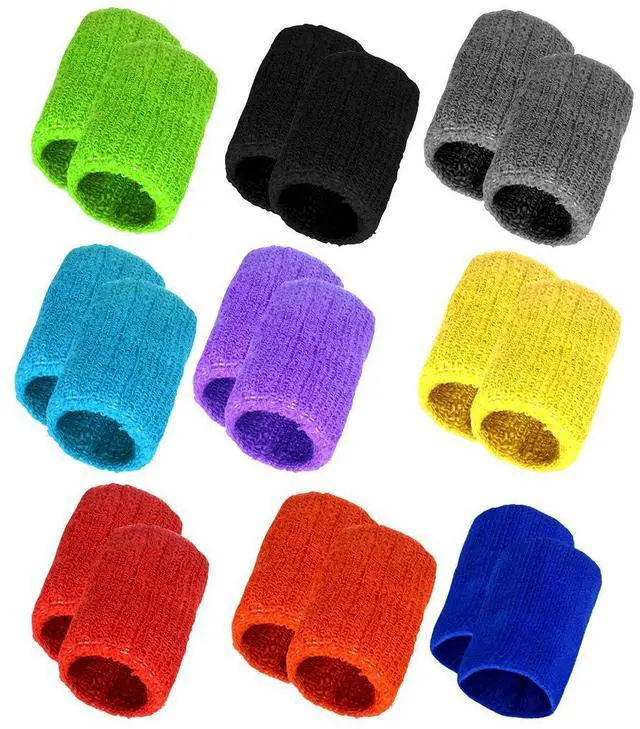 Main image of 18 Pcs Wrist Sweatbands Sports Wristbands for Men & Women | Absorbent Breathable, Elastic Fit, Colorful Cotton Sweat Band for Gym, Yoga, Football, Basketball, Tennis, Running, Workout