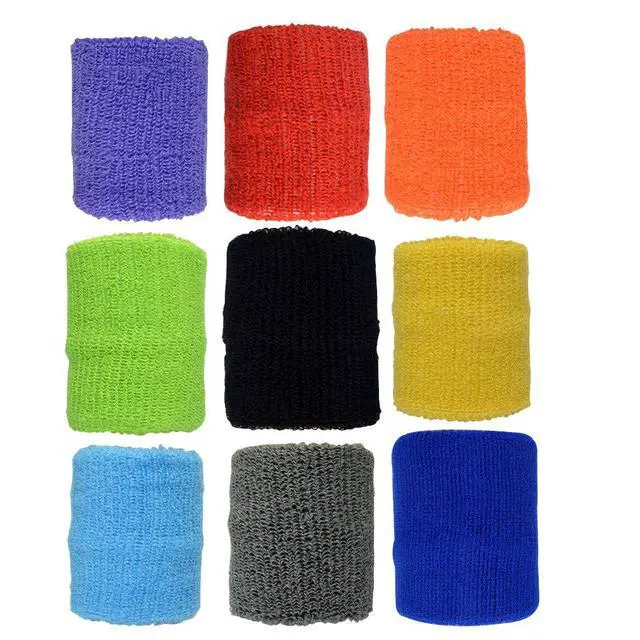 Alt view image 3 of 7 - 18 Pcs Wrist Sweatbands Sports Wristbands for Men & Women | Absorbent Breathable, Elastic Fit, Colorful Cotton Sweat Band for Gym, Yoga, Football, Basketball, Tennis, Running, Workout