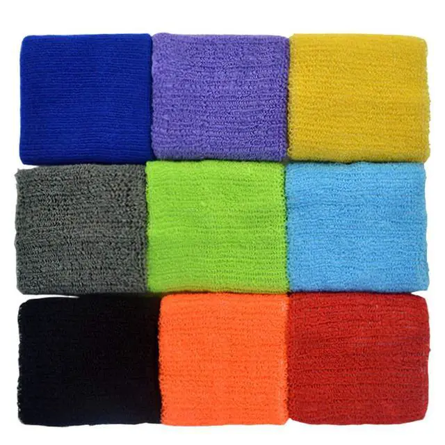 Alt view image 4 of 7 - 18 Pcs Wrist Sweatbands Sports Wristbands for Men & Women | Absorbent Breathable, Elastic Fit, Colorful Cotton Sweat Band for Gym, Yoga, Football, Basketball, Tennis, Running, Workout