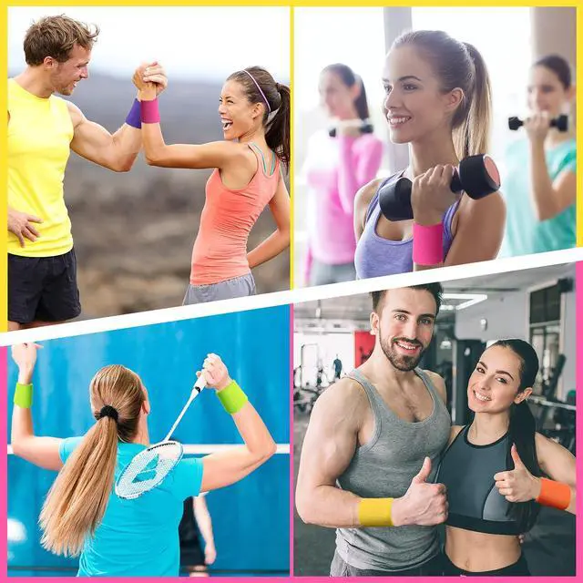 Alt view image 5 of 7 - Sweatband for Sports Running,3.15" | 12 Pcs Wrist Sweat Bands for Sports Basketball Gym, 3.15 Inch Absorbent Terry Cloth Athletic Wristbands Men Women
